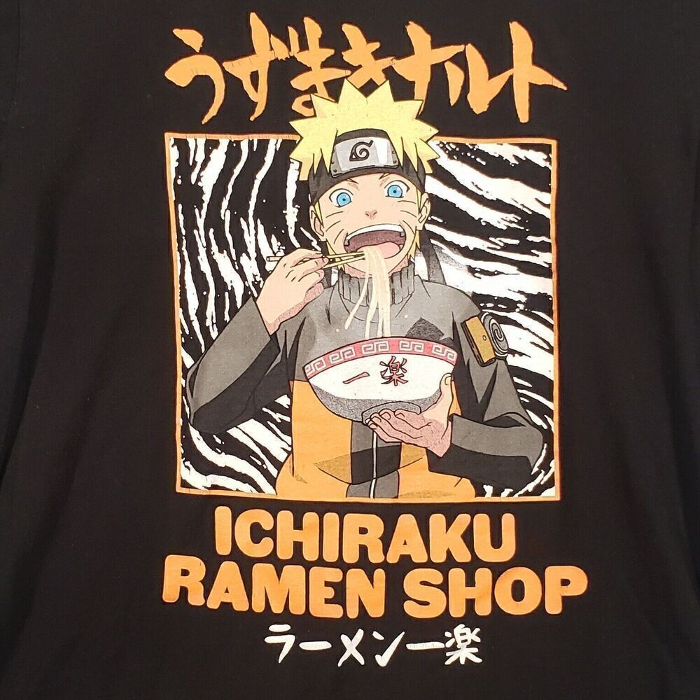 Vintage‎ Naruto Shippuden Men T-Shirt Large Black Noodle Graphic Adult Tee